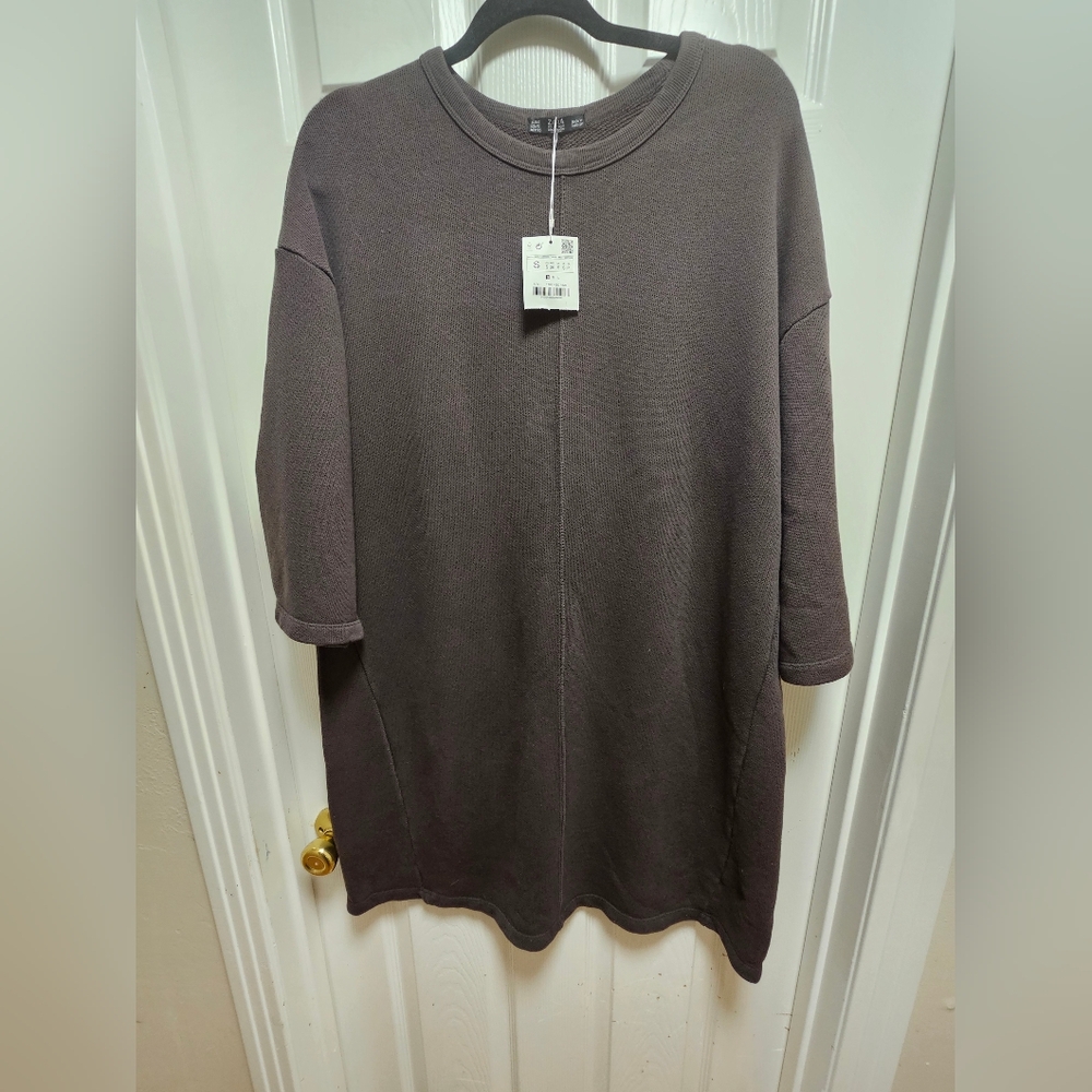 ZARA COLLECTION Women's Oversized Sweater Dress Size S Brown 100% Cotton NWT